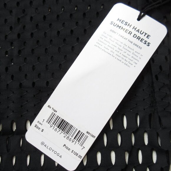 NWT Alo Mesh Haute Summer Dress in Black Sheer Mini Cover-up S - Picture 3 of 11